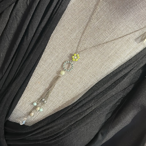 Liz Palacios Mint Alabaster, Green Enamel, Crystals & Fresh Water Pearl Necklace - Picture 12 of 12